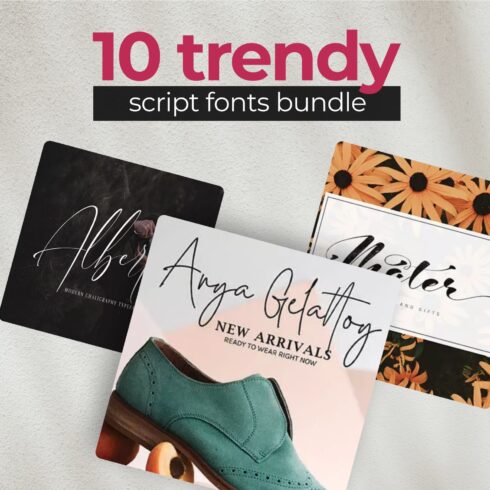 Trendy script fonts bundle main cover.