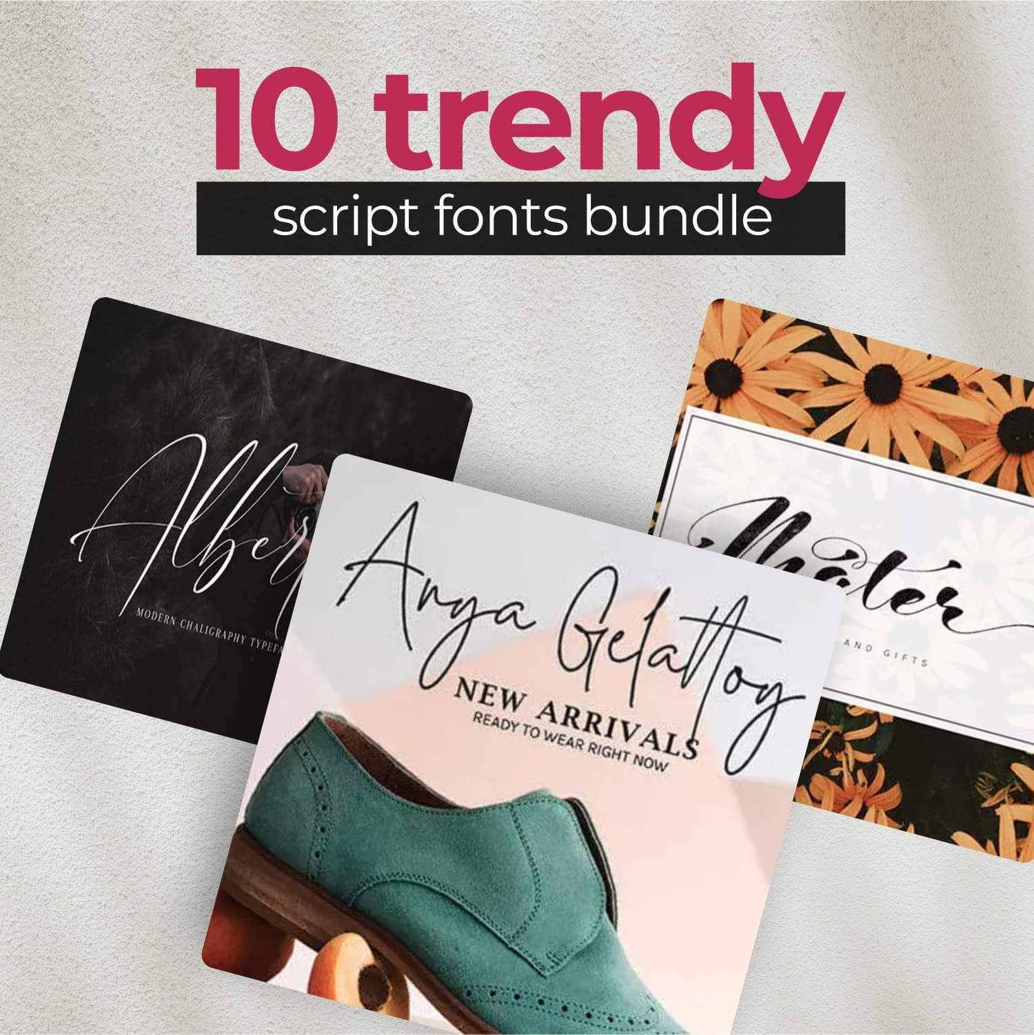 Trendy script fonts bundle main cover.