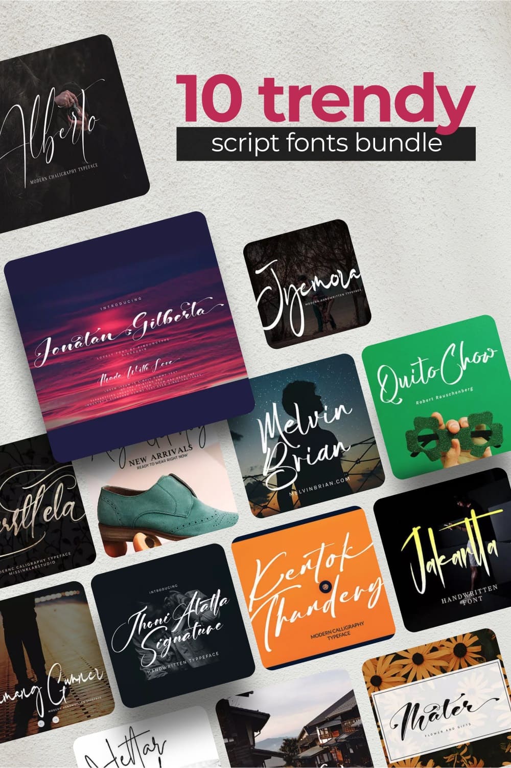 Trendy script fonts bundle Pinterest preview.