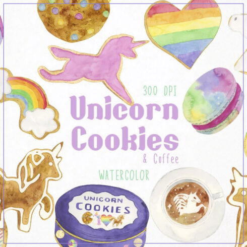 Unicorn cookies clipart preview.