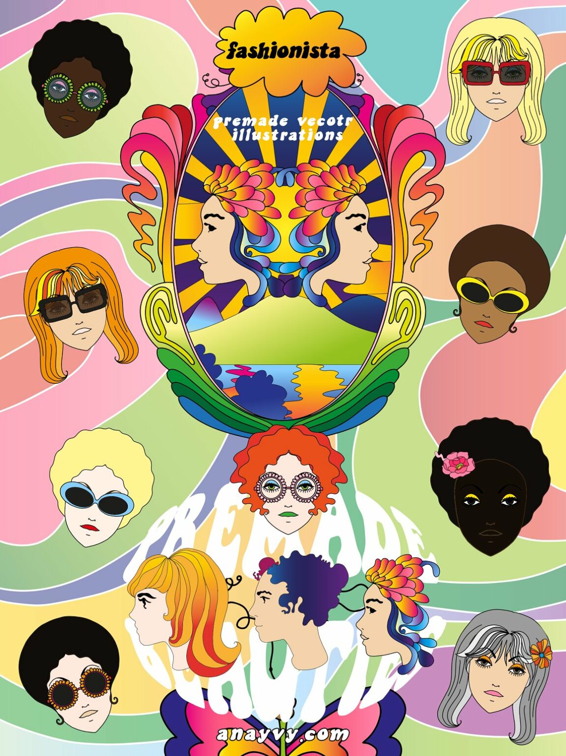 Psychedelic 70s Flower Hippie – MasterBundles