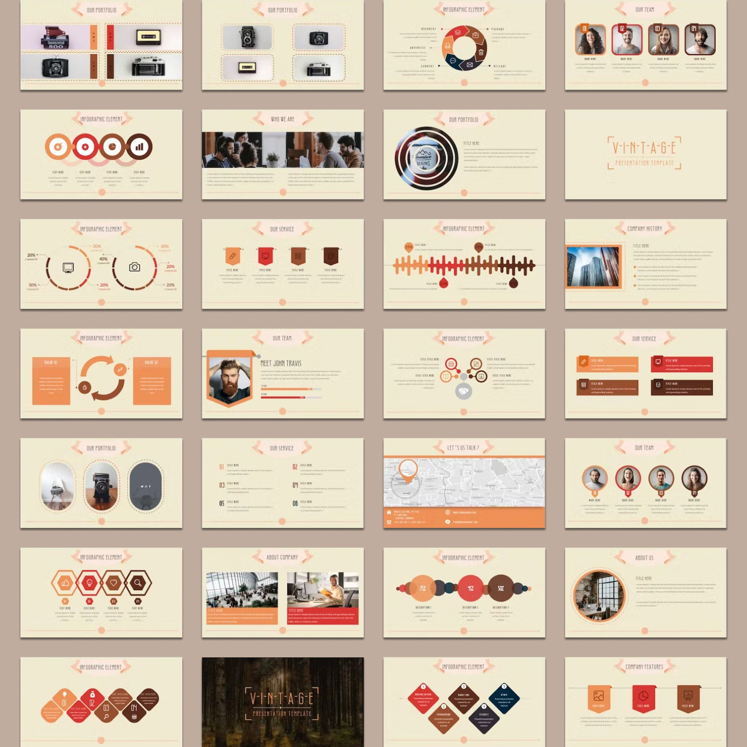 Vintage powerpoint template preview.