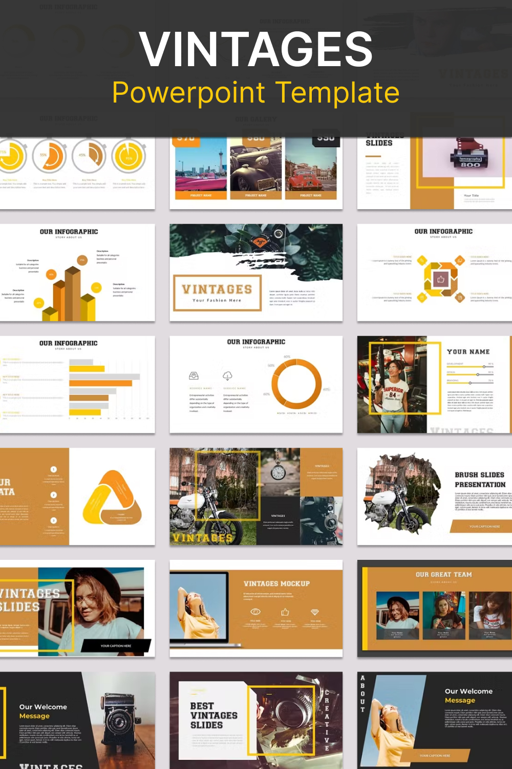 Vintages powerpoint template of pinterest.