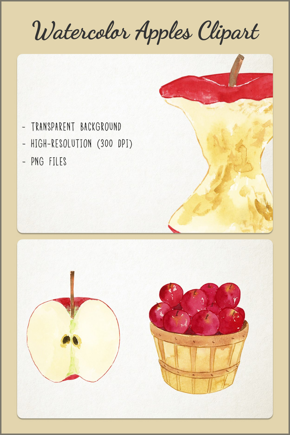 Watercolor apples clipart of pinterest.