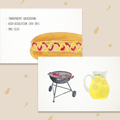 Watercolor bbq clipart preview.