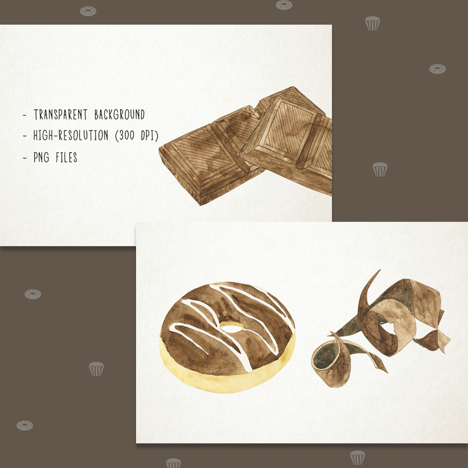 Watercolor chocolate clipart preview.