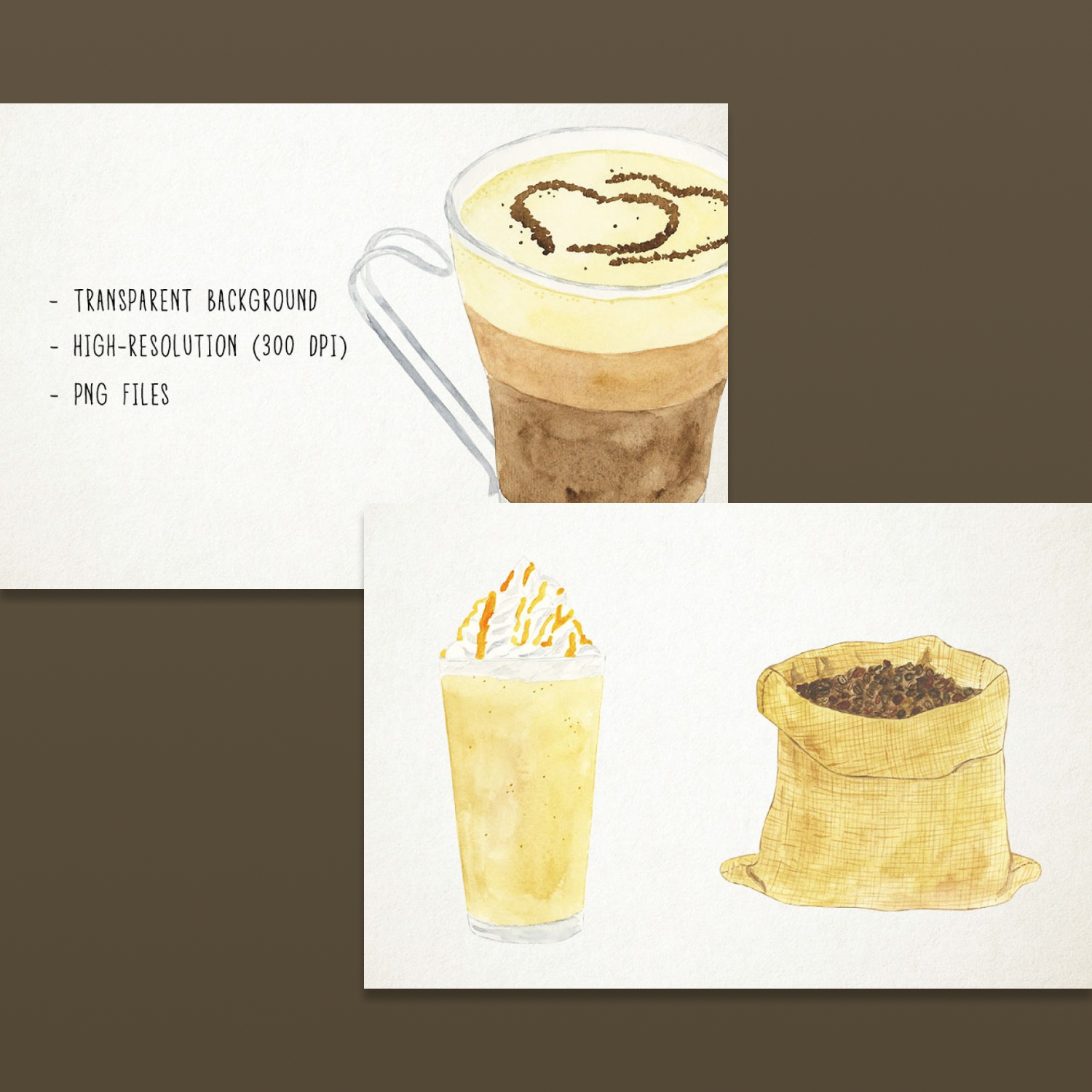 Prints of watercolor coffee clipart.