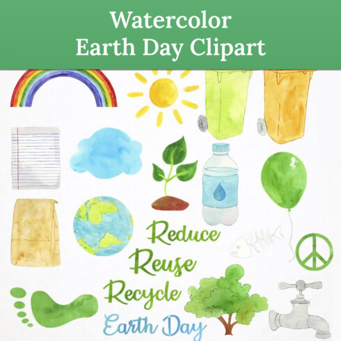 Prints of watercolor earth day clipart.