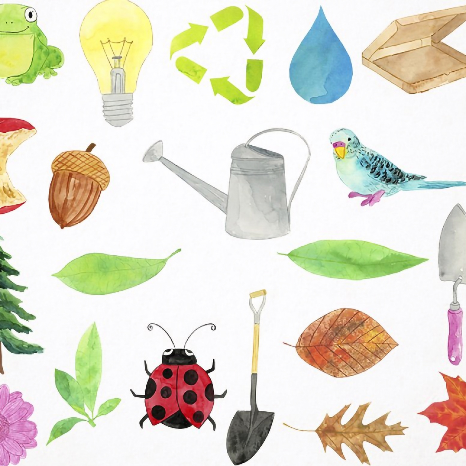 Watercolor earth day clipart preview.
