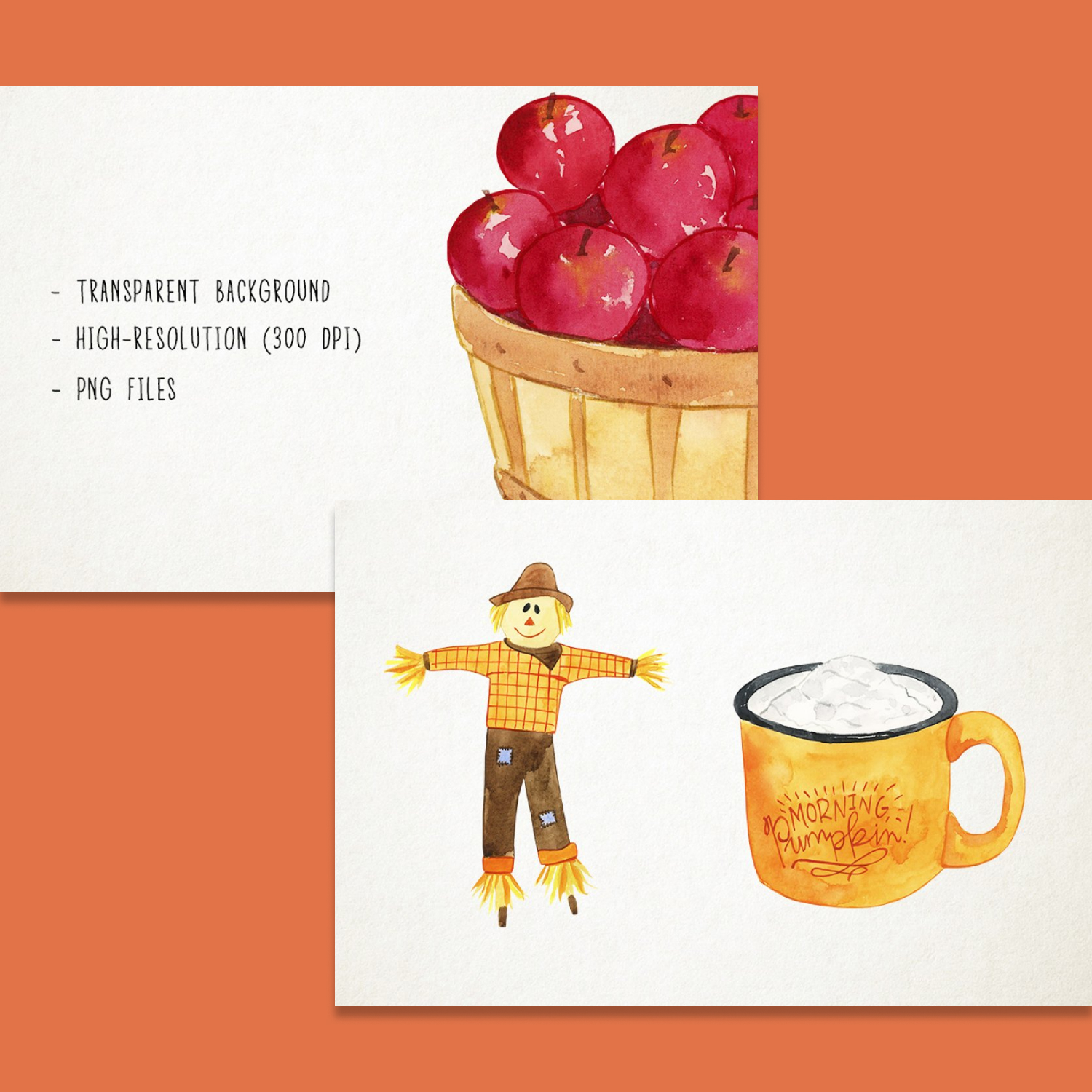 Prints of watercolor fall clipart.