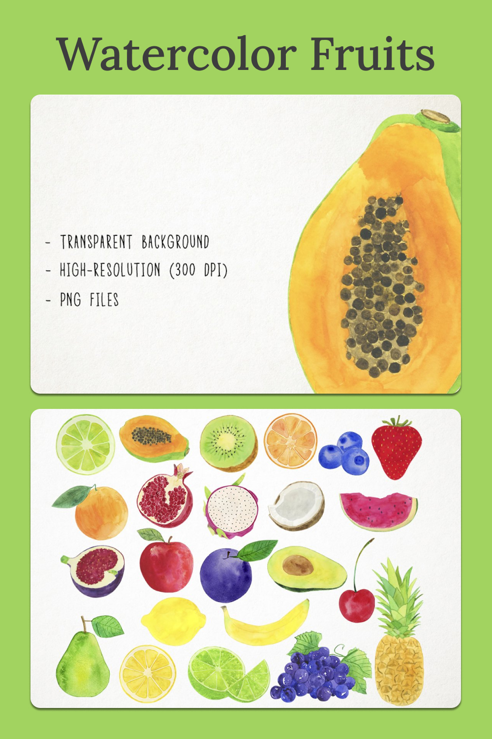 Watercolor fruits clipart of pinterest.