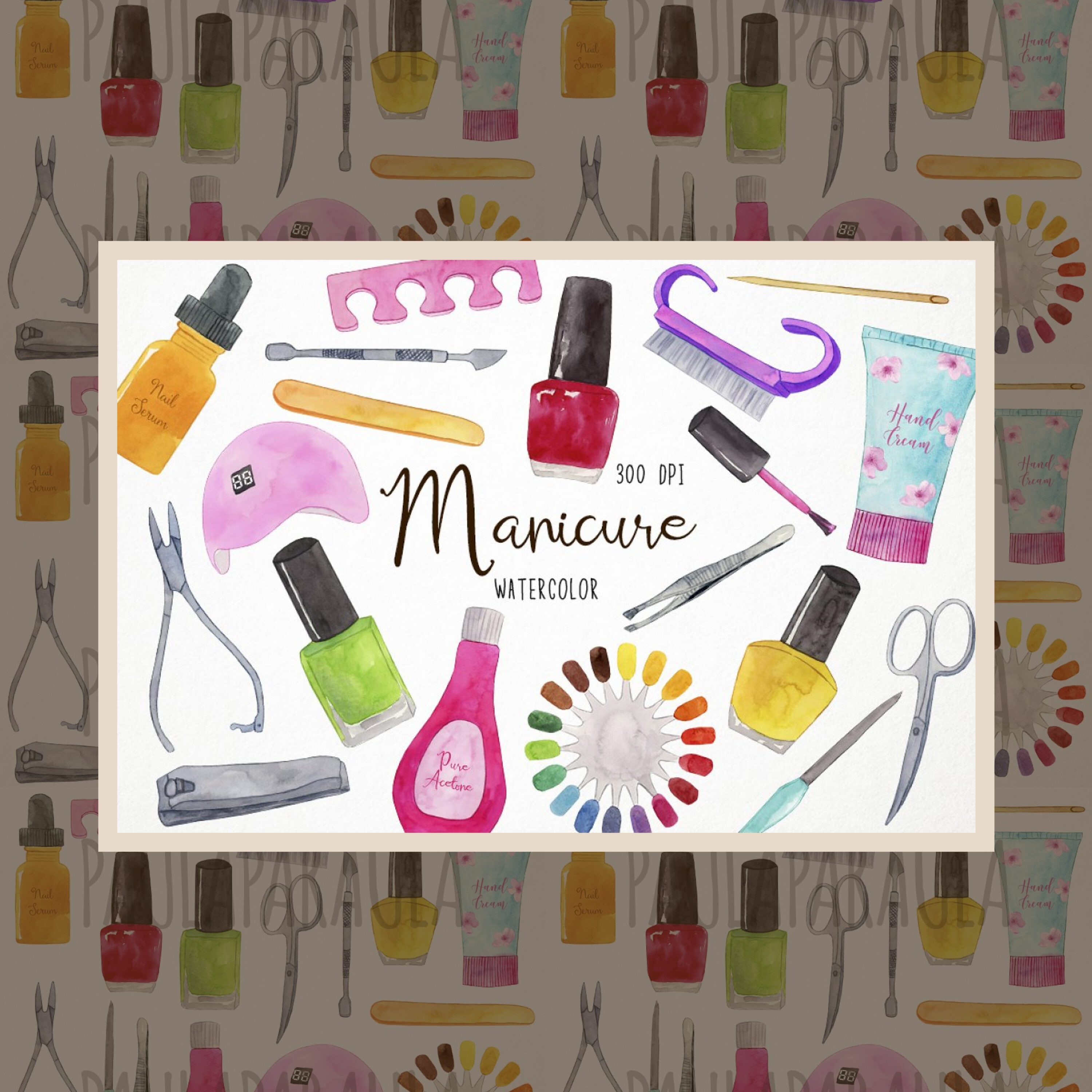 Preview watercolor manicure clipart nails.