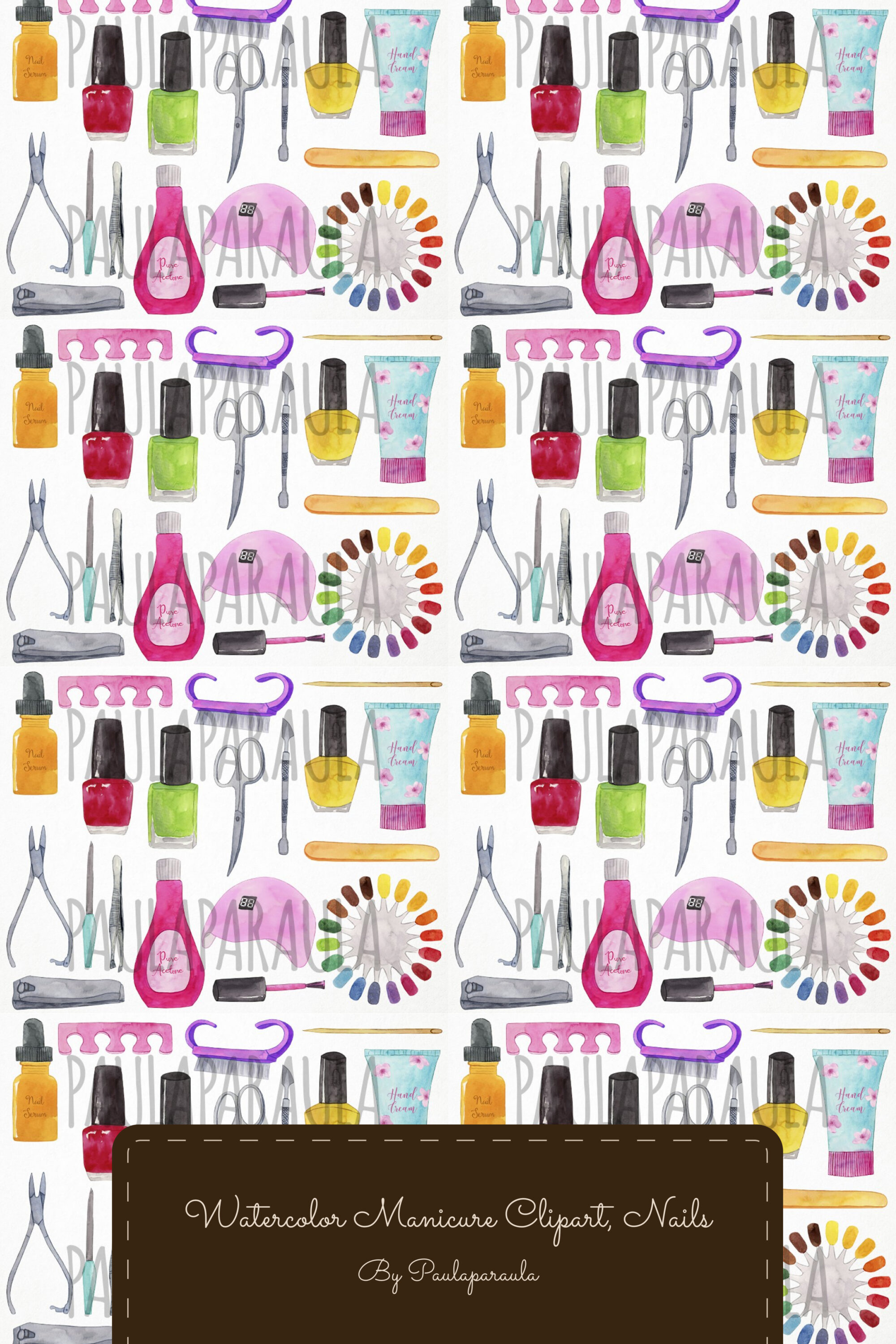 Different colors and tools for creating a manicure of pinterest.