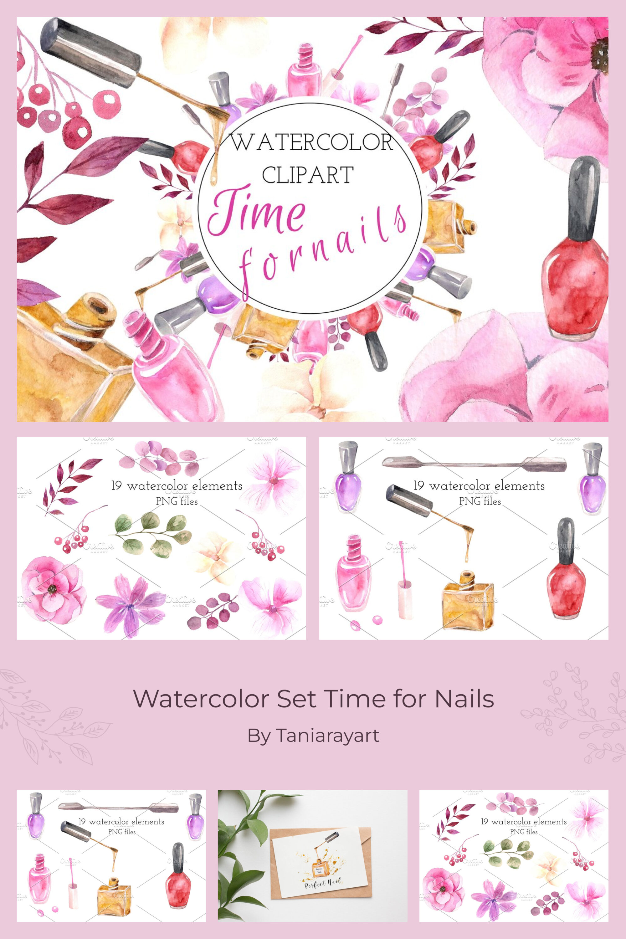 Watercolor set time for nails of pinterest.