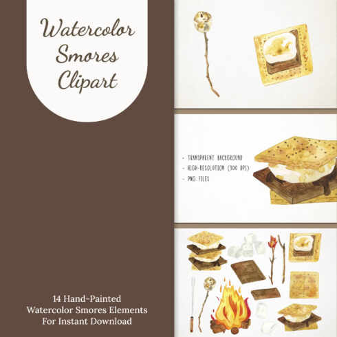 Prints of watercolor smores clipart.