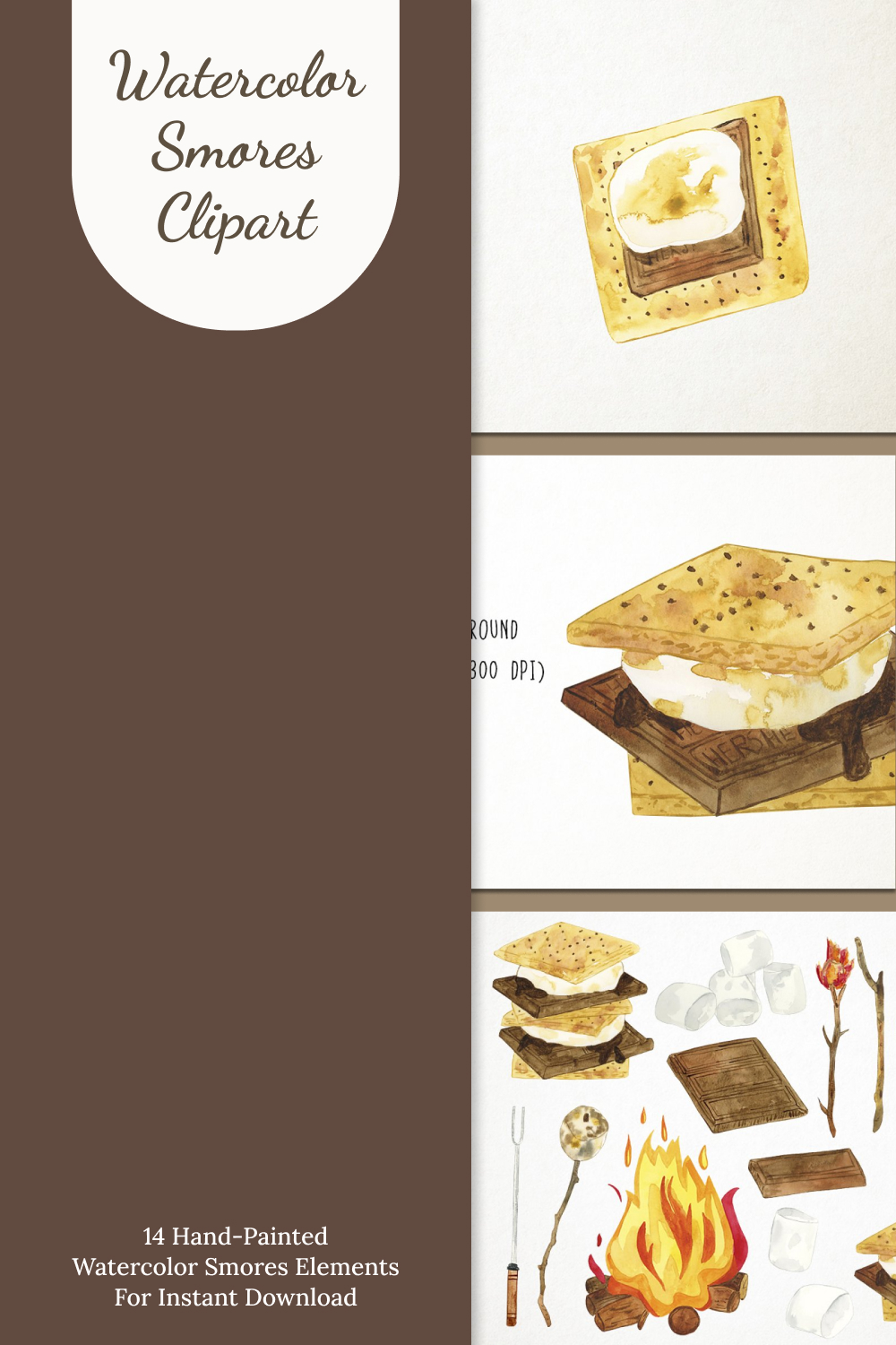 Watercolor smores clipart of pinterest.
