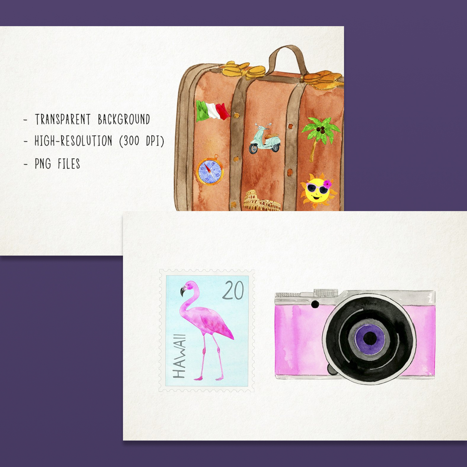 Prints of watercolor travel clipart.