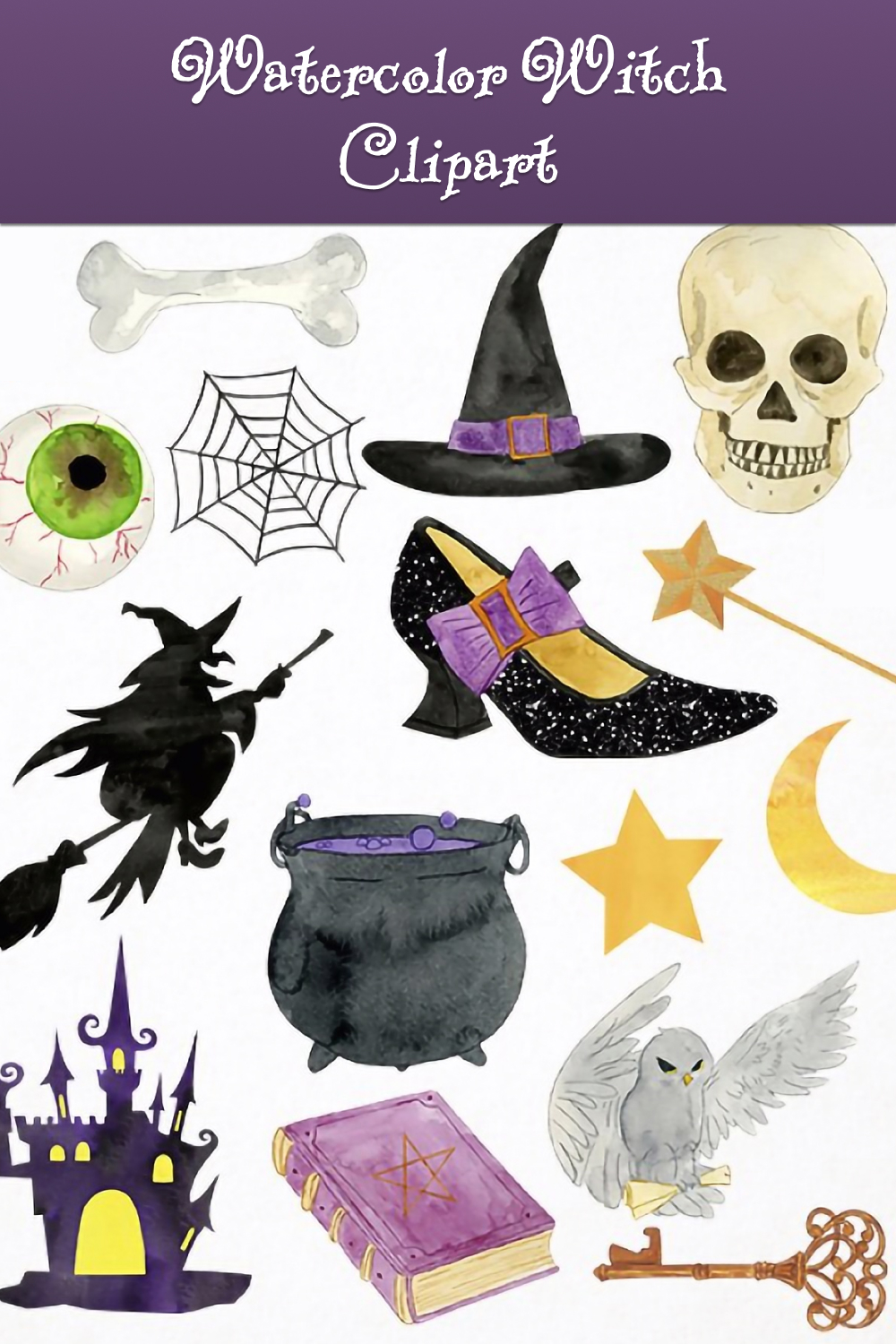 Watercolor witch clipart of pinterest.