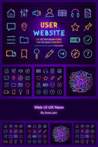 Web UI UX Neon Symbols – MasterBundles
