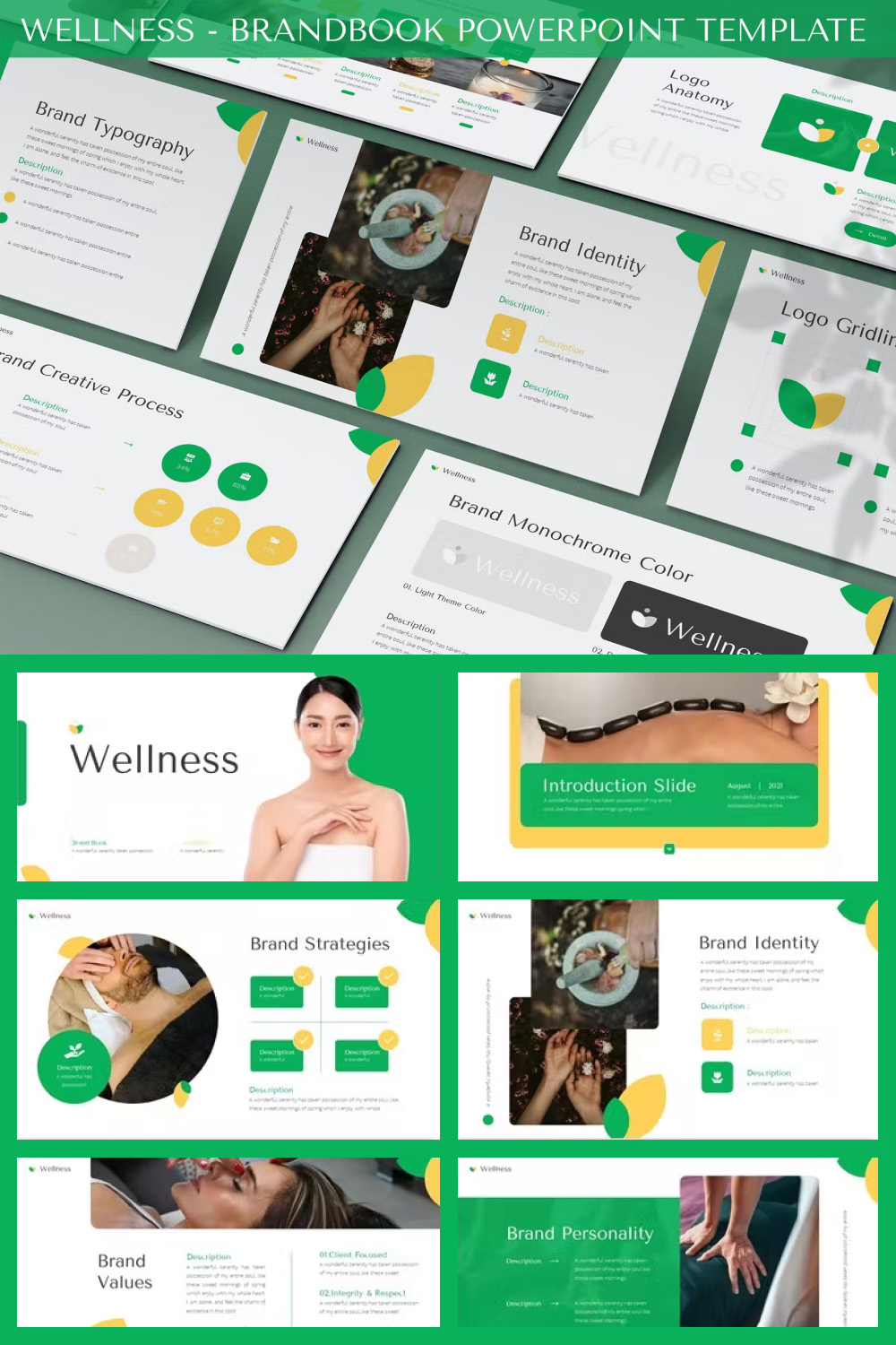 Wellness brandbook powerpoint template of pinterest.
