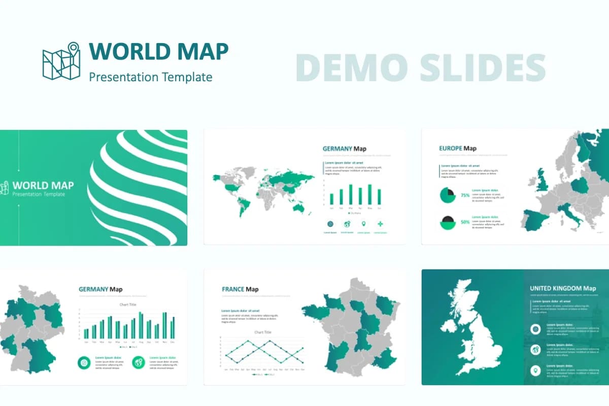 world map powerpoint, demo slides.