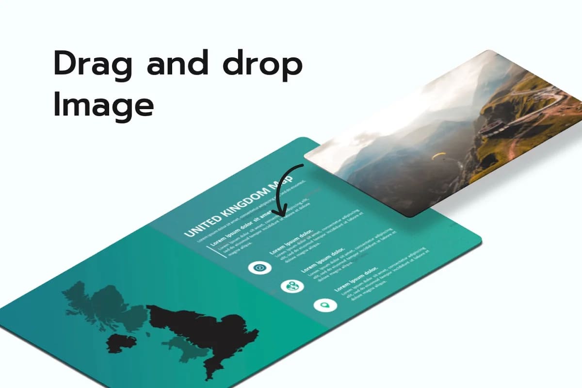 world map powerpoint, drag and drop images.