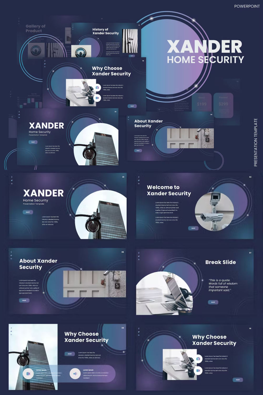 Xander home security powerpoint template of pinterest.