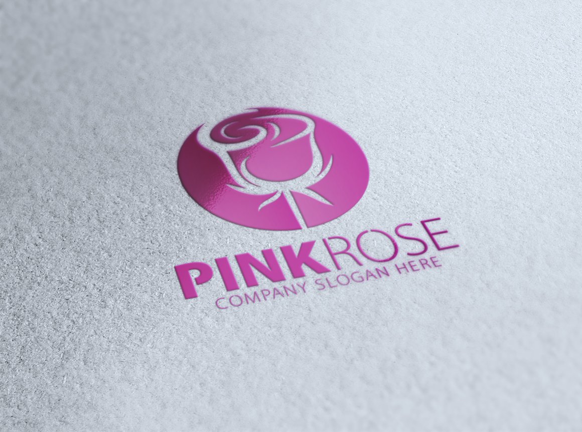 Pink logo on a gray background.
