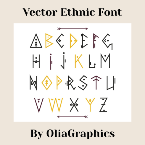 Prints of vector ethnic font.