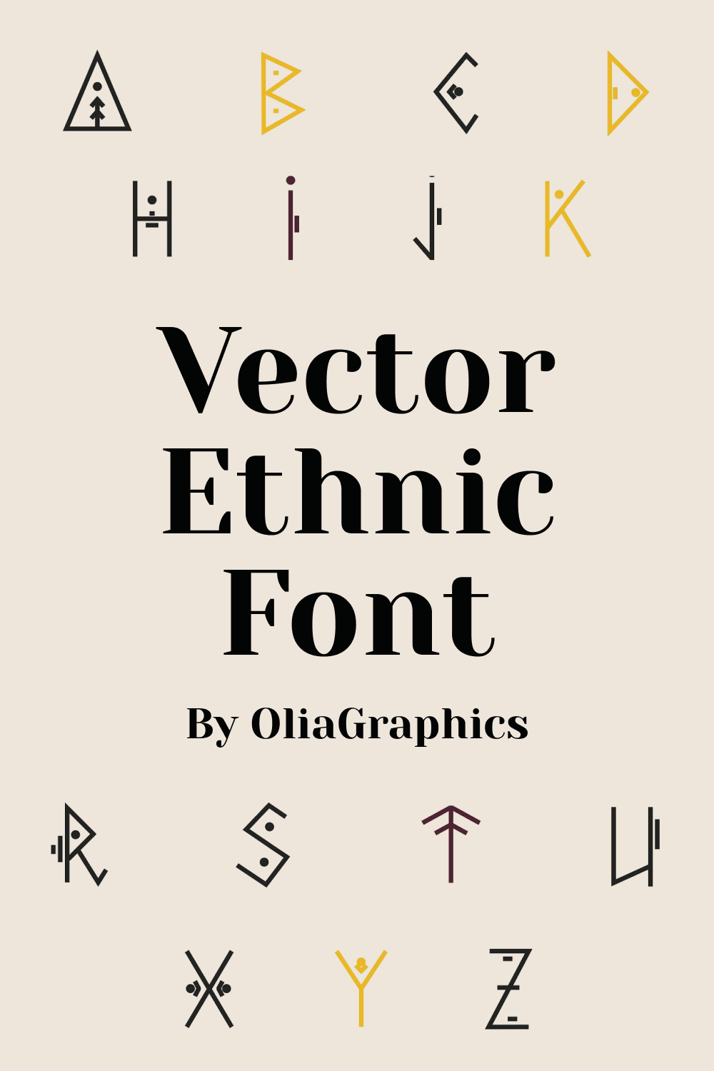 Vector ethnic font of pinterest.