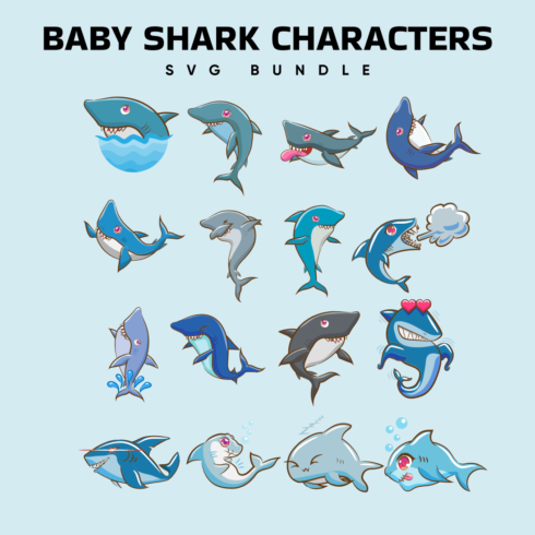 Baby shark characters svg bundle.