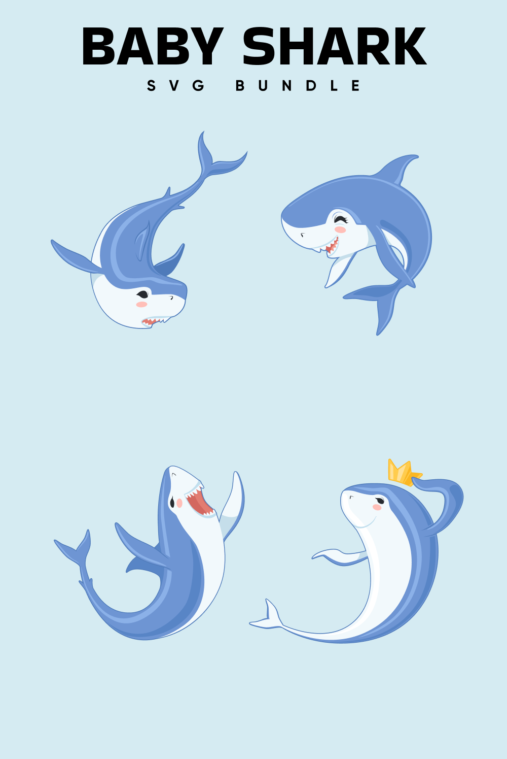 Little sharks with a crown on their heads.