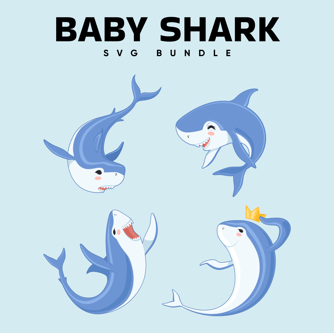 Baby Shark SVG Bundle on the blue background.
