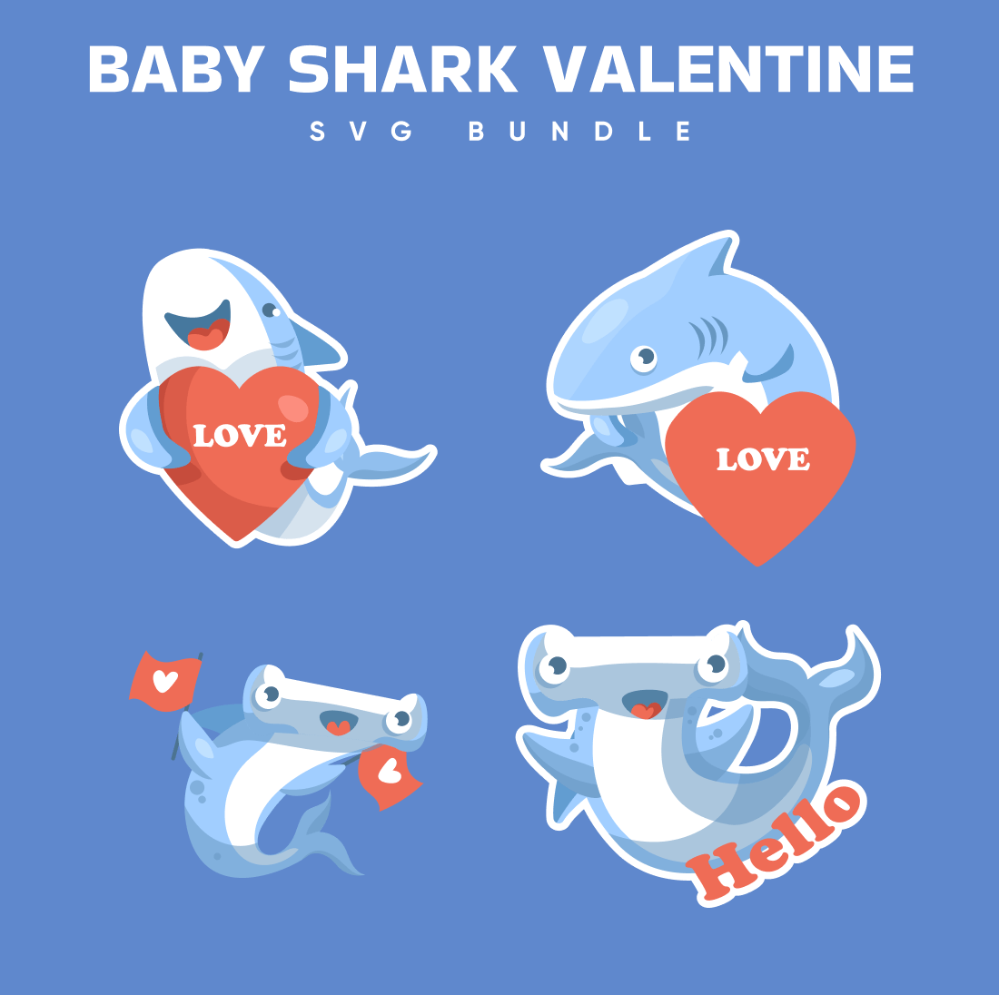 Baby shark valentine svg bundle.