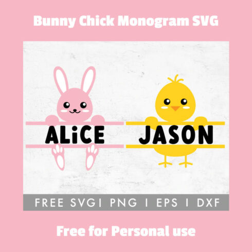 Bunny Chick Monogram SVG Free for Personal Use.