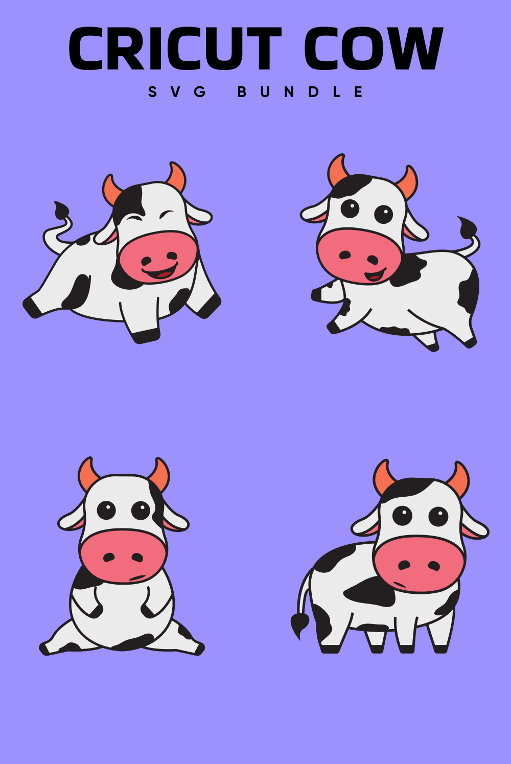Pictures of cute cows running happily.