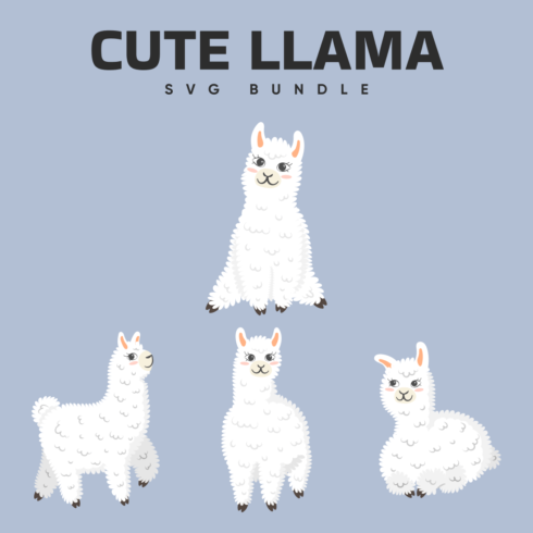 The cute llama svg bundle includes four llamas.