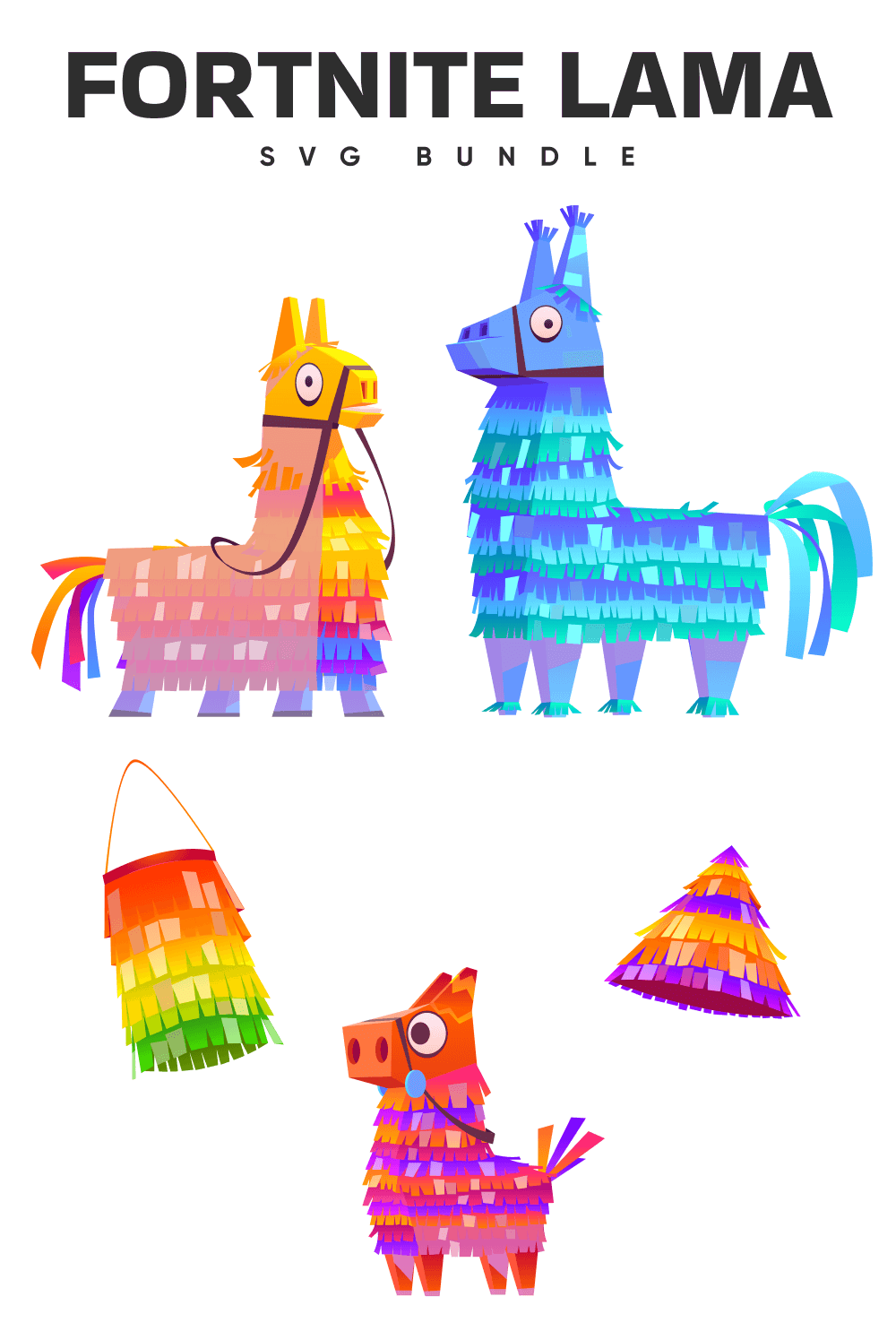 Group of colorful paper animals on a white background.