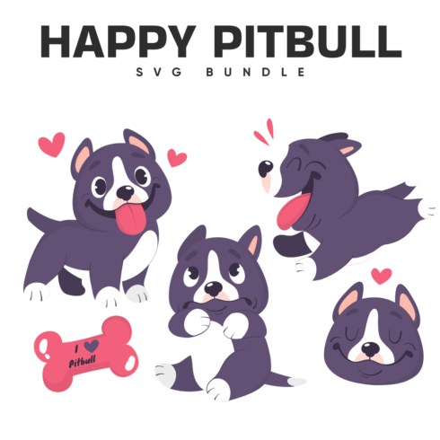 Prints of happy pitbull svg bundle.