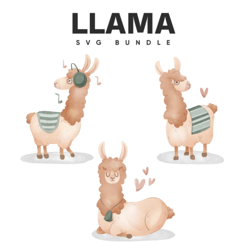 Llama svg bundle with music notes.