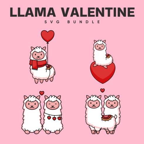 Llama Valentine SVG.