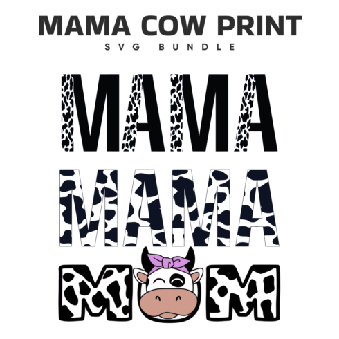 Cow with a bow on its head and the words mamma mamma mom.