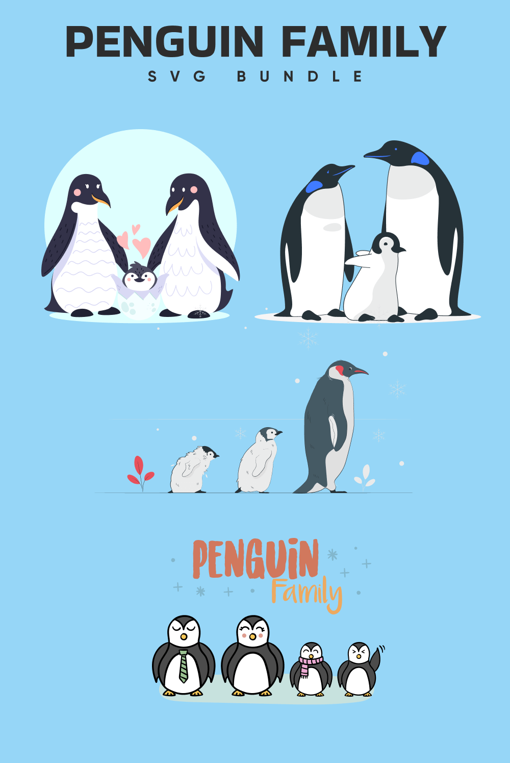 Penguin Family SVG Designs – MasterBundles