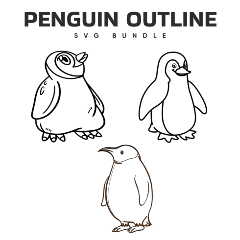 Penguin and a penguin penguin outline for a coloring book.