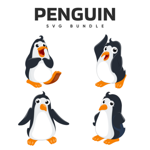 Set of penguins with different expressions.