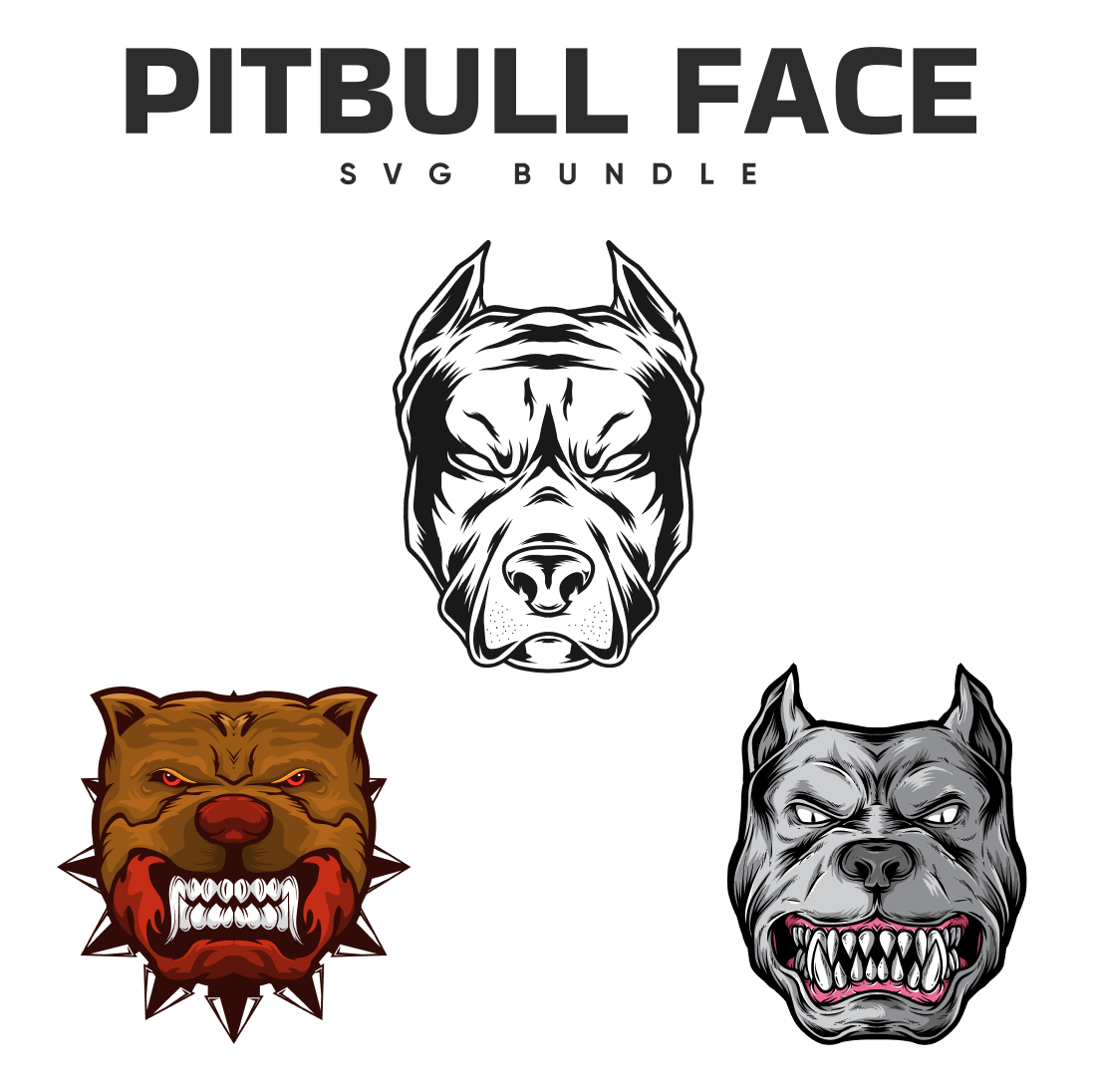 The pitbull face svg bundle.