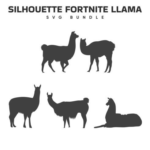 Silhouettes of llamas and llamas in different poses.