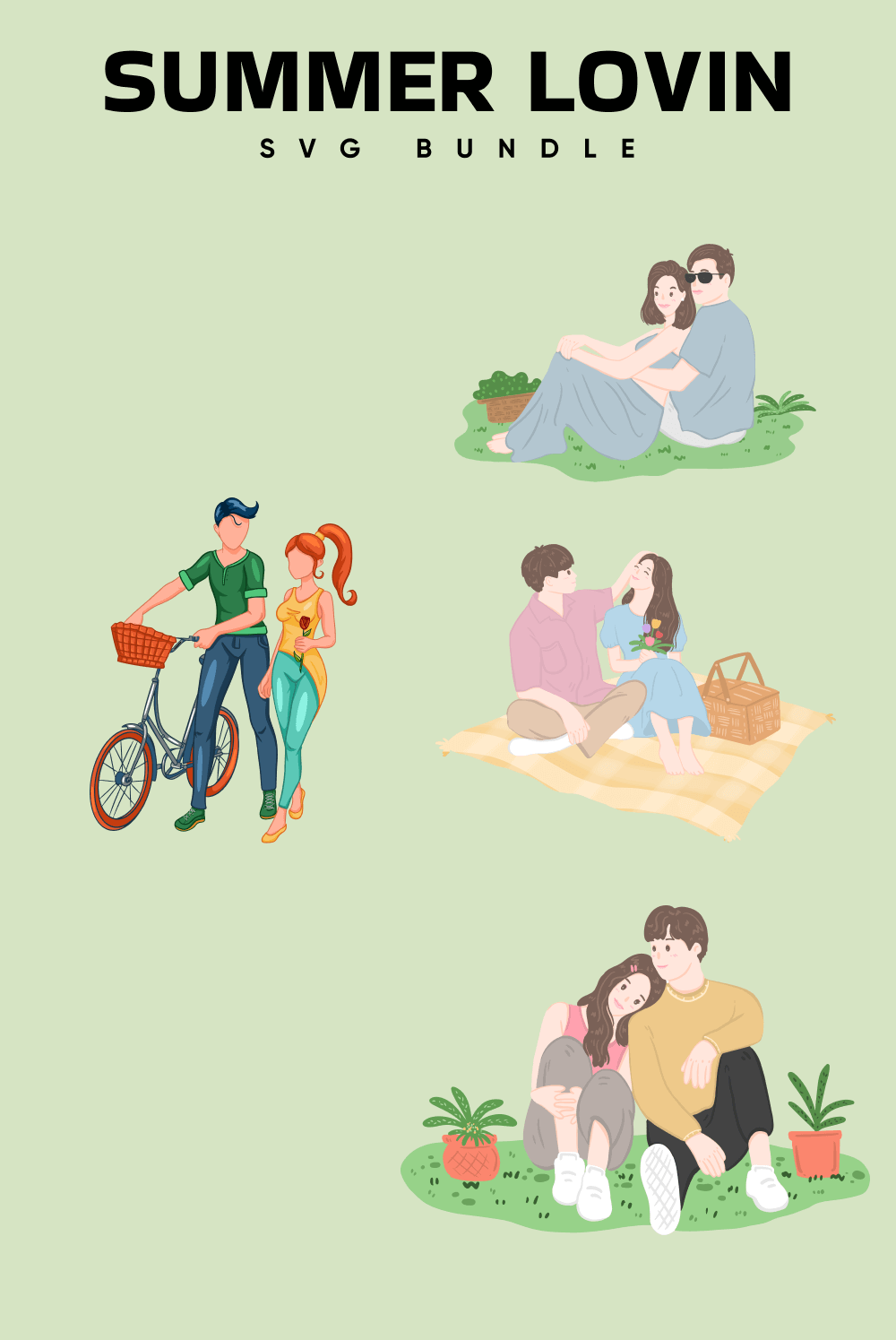 People in love go for a bike ride, have a picnic and just walk in nature.