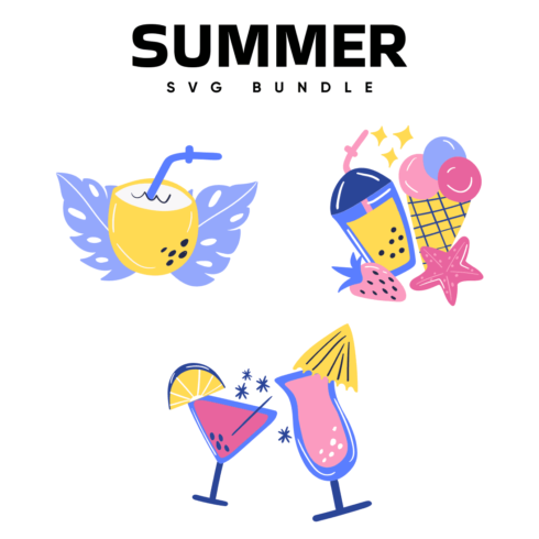 Bright summer in flip flops with a delicious cocktail SVG file.