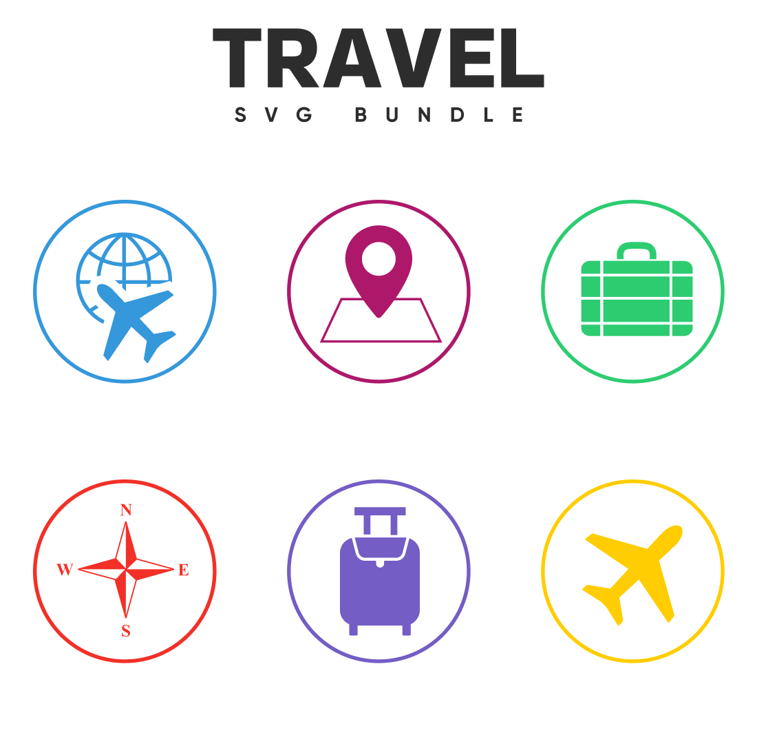 6 Travel SVG Files.